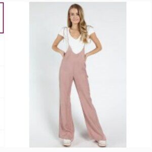 Wild Honey | Burnt-Orange Spaghetti Strap Bell Bottom Jumpsuit Tie Strap sz L